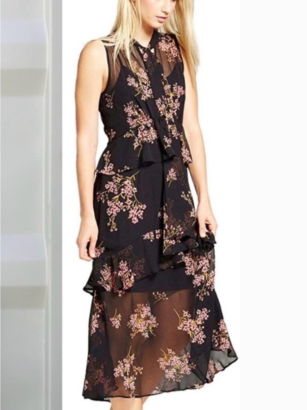 Who What Wear Black Floral Maxi Dress